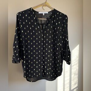 Collective Concepts Women's Black Blouse with Gold, Metallic Pattern Size XSP